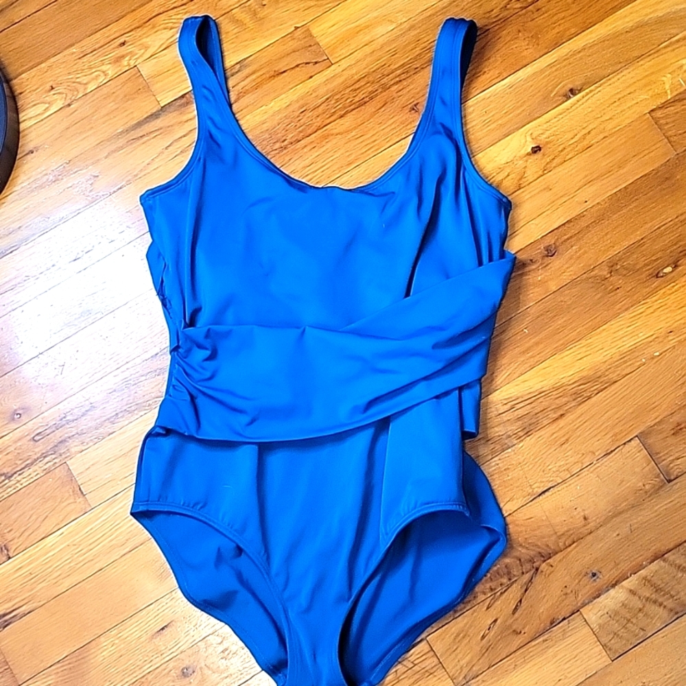Speedo ruched teal one piece 16